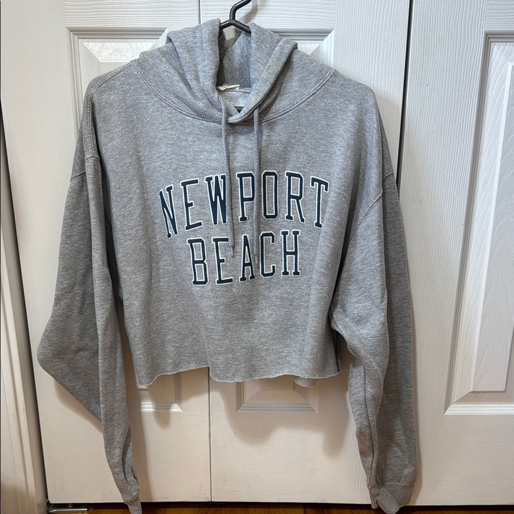 Brandy Melville Crop Gray Newport Beach Women's Hoodie